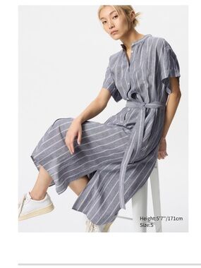 Linen blend relaxed dress